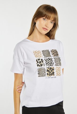 T-shirt z nadrukiem w panterkę