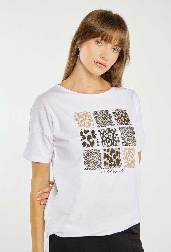 T-shirt z nadrukiem w panterkę