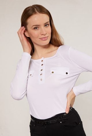 Prążkowana bluzka z długimi rękawami