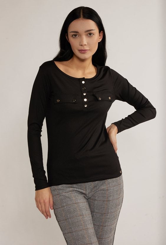 Prążkowana bluzka z długimi rękawami