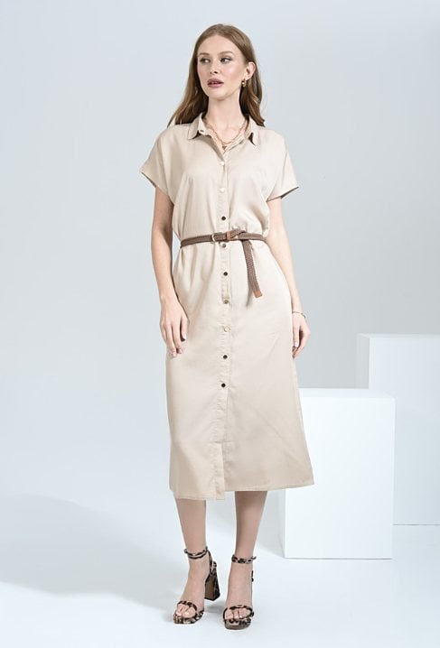 Beżowa szmizjerka z lyocellu