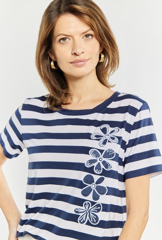 Wiskozowy T-shirt w paski