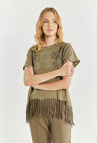 Bawełniany T-shirt z frędzlami
