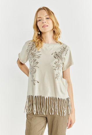 Bawełniany T-shirt z frędzlami