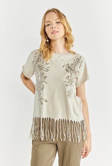 Bawełniany T-shirt z frędzlami