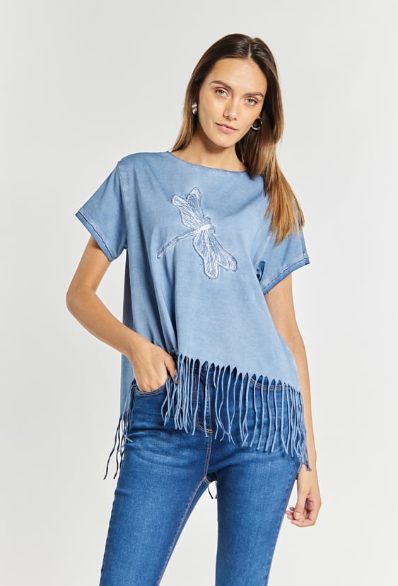 T-shirt damski z bawełny