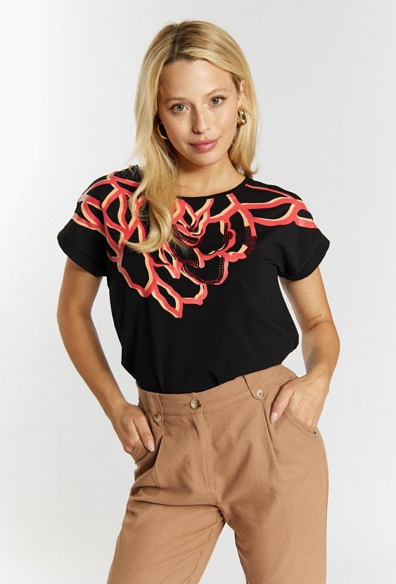 Bawełniany t-shirt ze zdobieniem