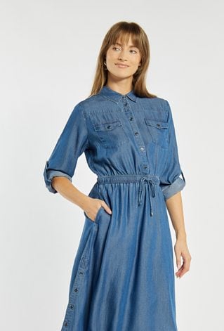 Sukienka koszulowa midi z lyocellu