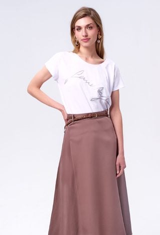 Biały T-shirt z napisem femestage