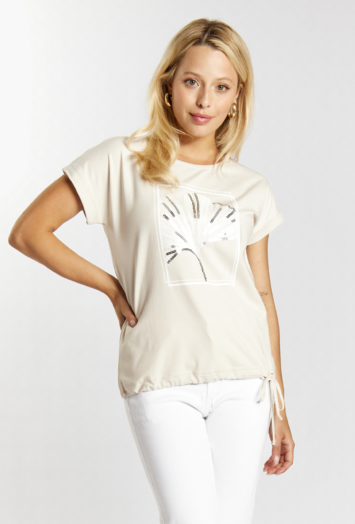 Bawełniany t-shirt z ozdobnym wzorem