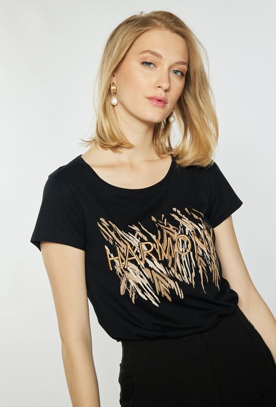 T-shirt z ozdobnym panelem