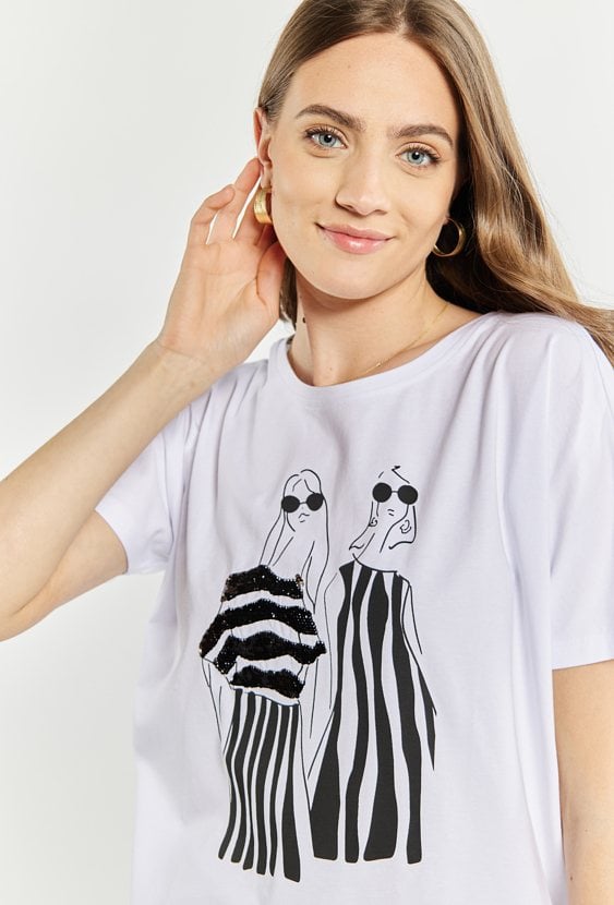 T-shirt damski z cekinami