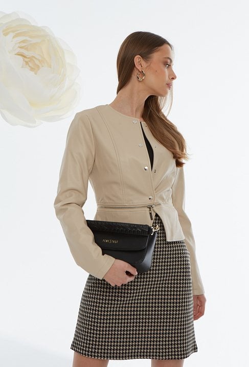 Elegancka kurtka z imitacji skóry