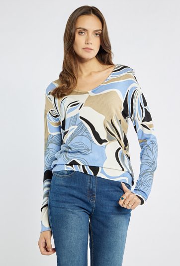 Wzorzysty sweter damski