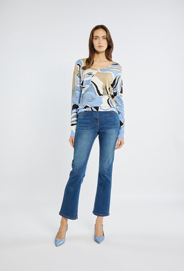 Wzorzysty sweter damski