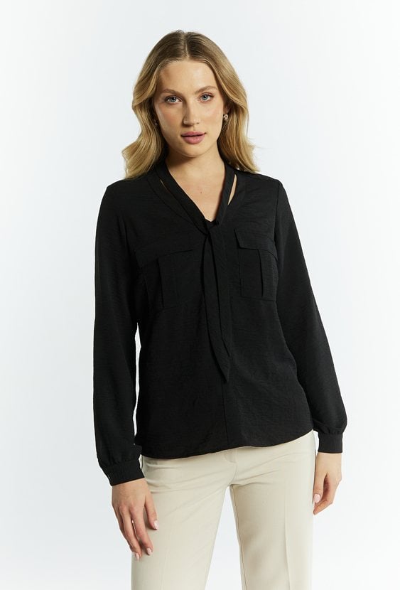 Koszulowa bluzka damska z wiązaniem