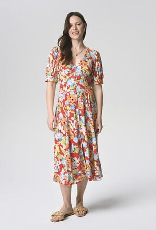 Wiskozowa sukienka midi w kwiaty