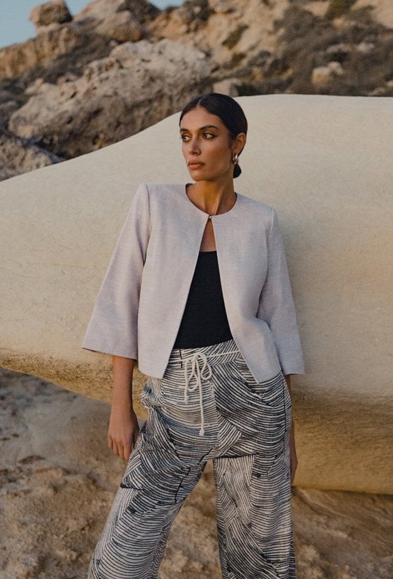 Elegancki żakiet z dodatkiem lnu