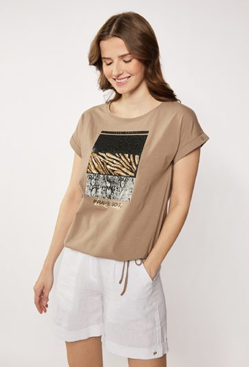 Bawełniany t-shirt z ozdobnym panelem