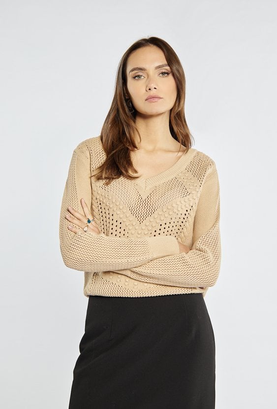 Ażurowy sweter damski