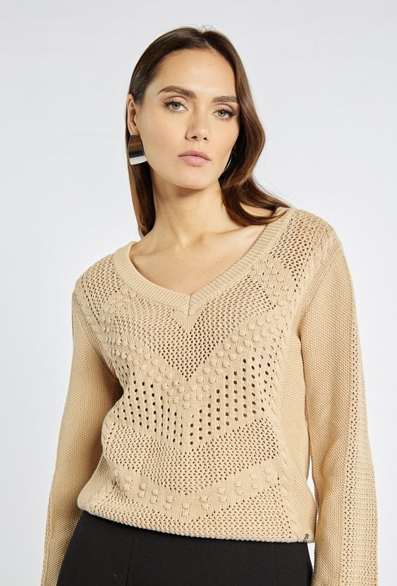 Ażurowy sweter damski