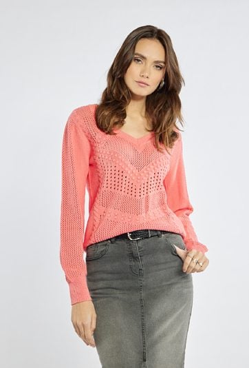 Ażurowy sweter damski