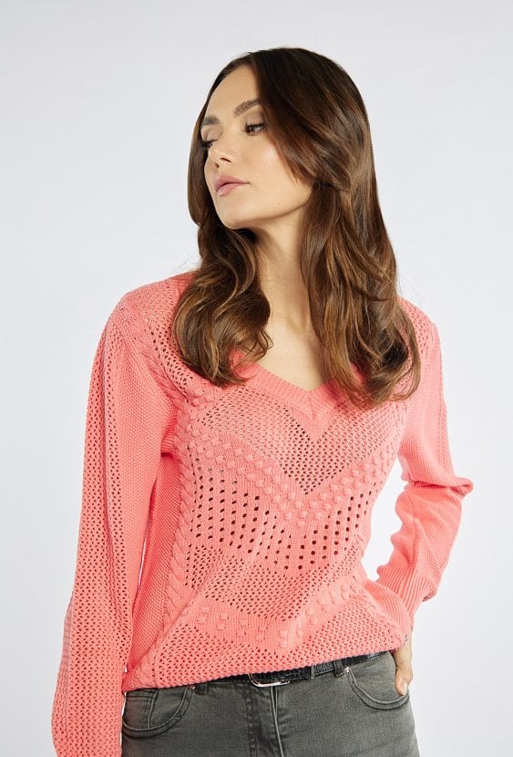 Ażurowy sweter damski