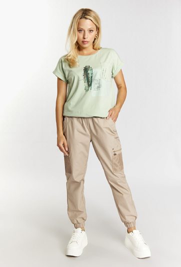 Bawełniany t-shirt z ozdobnym nadrukiem