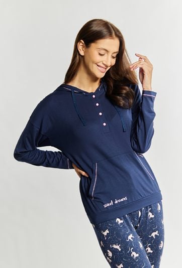 Wiskozowa koszulka z kapturem