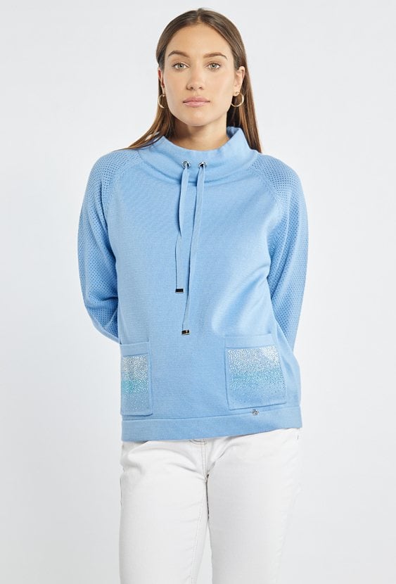 Sweter z wiązaniem przy dekolcie