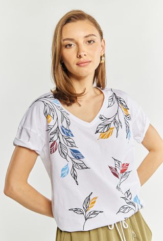 T-shirt damski ze ściągaczem