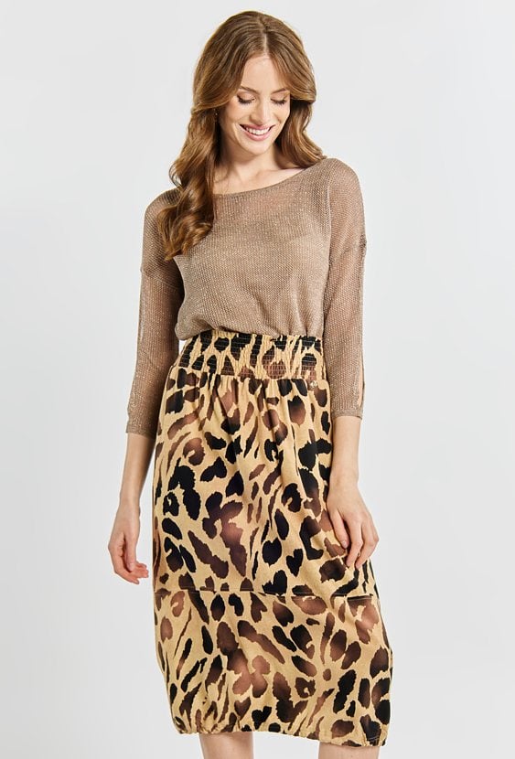 Spódnica damska z domieszką lnu