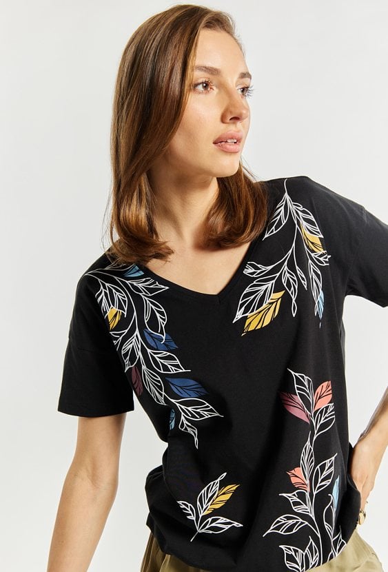 T-shirt damski ze ściągaczem