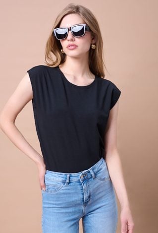 Czarna gładki t-shirt