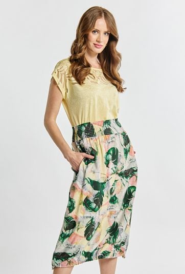 Spódnica damska z domieszką lnu