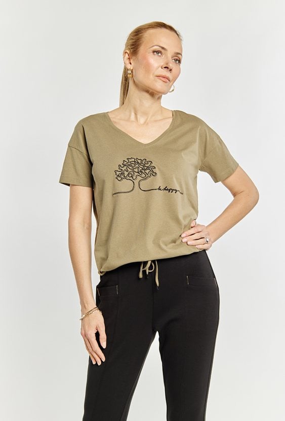 T-shirt z haftowanym wzorem