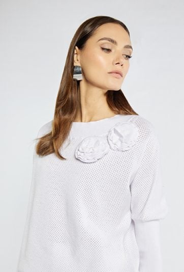 Sweter damski z kwiatami 3D