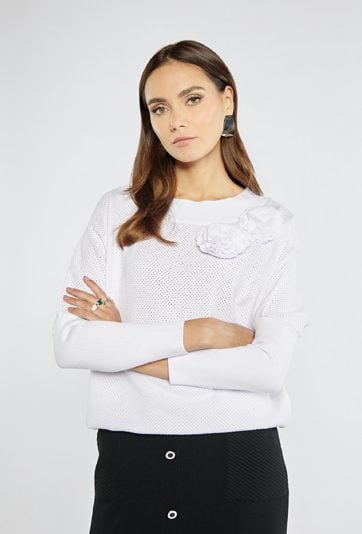 Sweter damski z kwiatami 3D