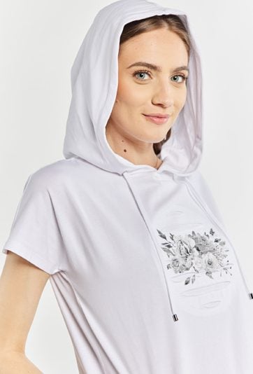 Bawełniany t-shirt z kapturem