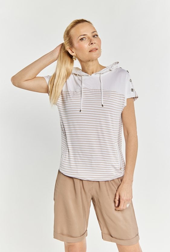 T-shirt damski z kapturem