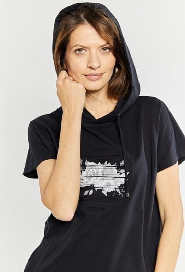 Bawełniany t-shirt z kapturem