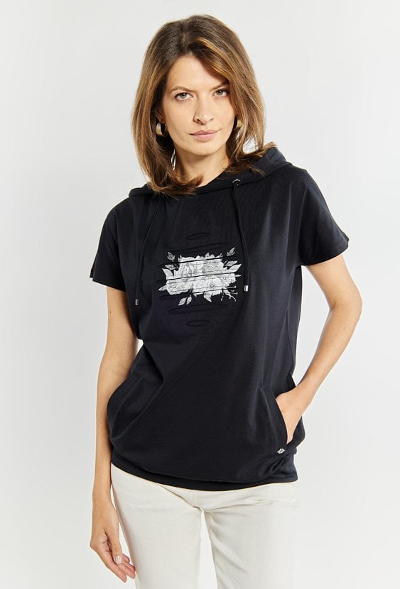 Bawełniany t-shirt z kapturem