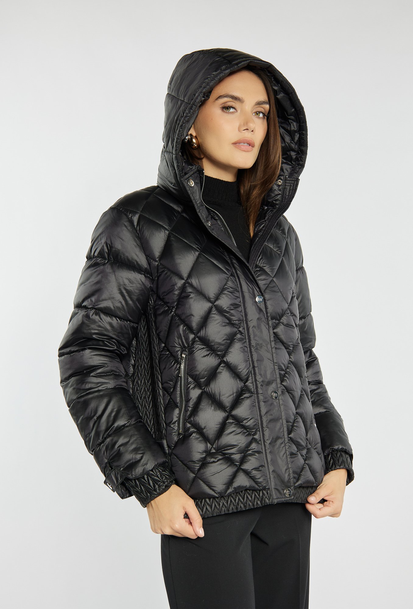 【Rakuto Fullmoon 4/28迄】leather jacket Pikowana kurtka z kapturem