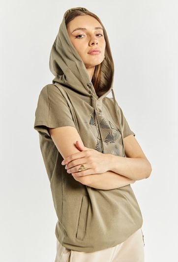 T-shirt damski z kapturem