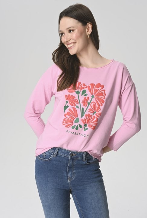 Różowa bluza o swobodnym kroju