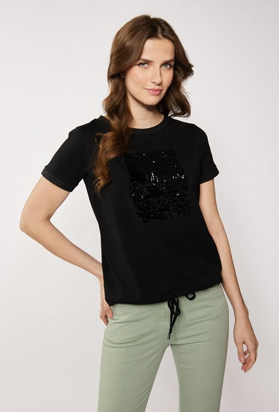 T-shirt z cekinowym panelem
