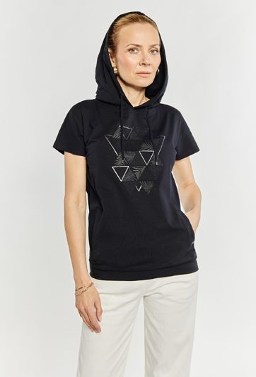 T-shirt damski z kapturem