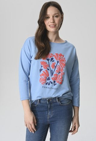 Błękitna bluza o swobodnym kroju