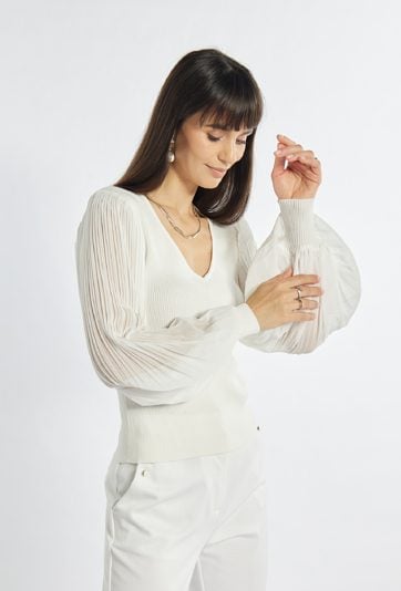 Sweter damski z bufiastymi rękawami