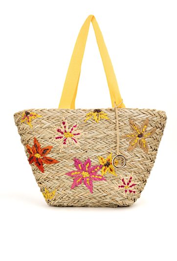 Koszyk Nobo z haftem tropikalne kwiaty